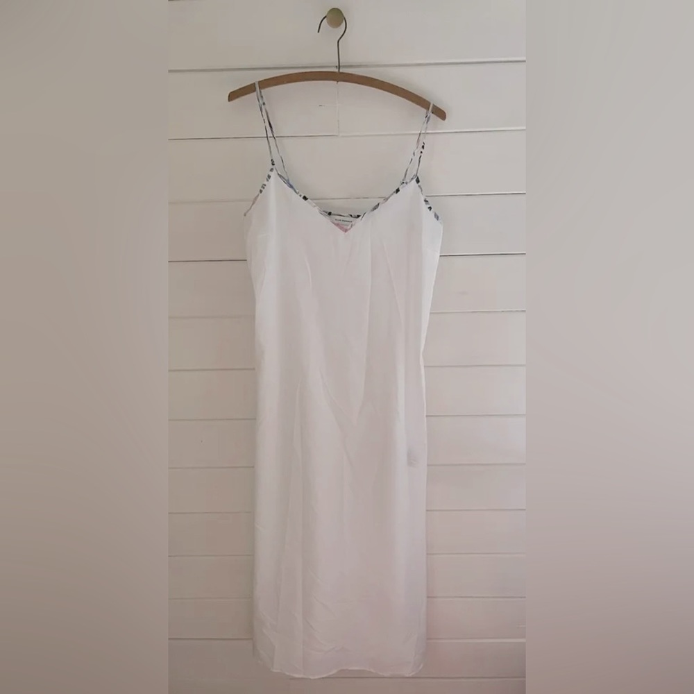 NWT CLUB MONACO Slip Nightgown Women’s White Long Satin Spaghetti Strap